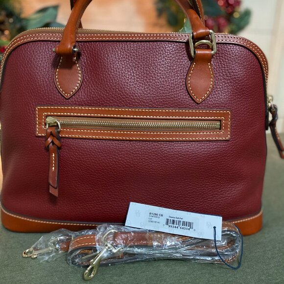 Dooney & Bourke Pebble Grain Cranberry Deana Satchel - Picture 4 of 9